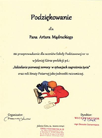 Dyplom - SP 10 - TRS Artur Mądracki
